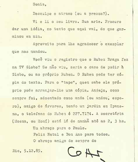 Carta de Otto Lara Resende 