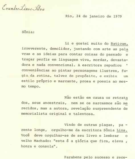 Carta de Evandro Lins e Silva